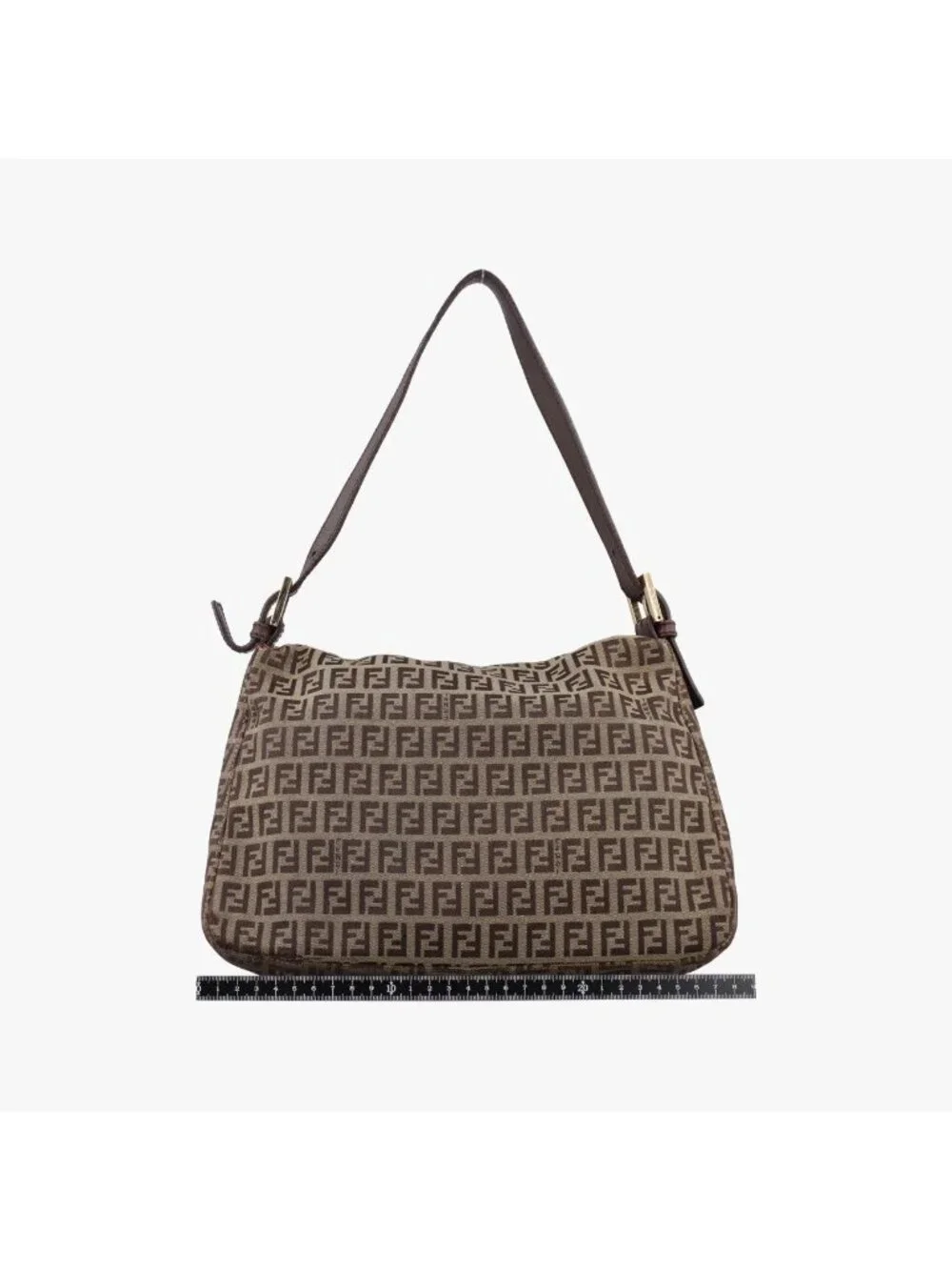 Fendi Mamma Bucket Zucchino Pattern Brown Canvas Leather Handbag